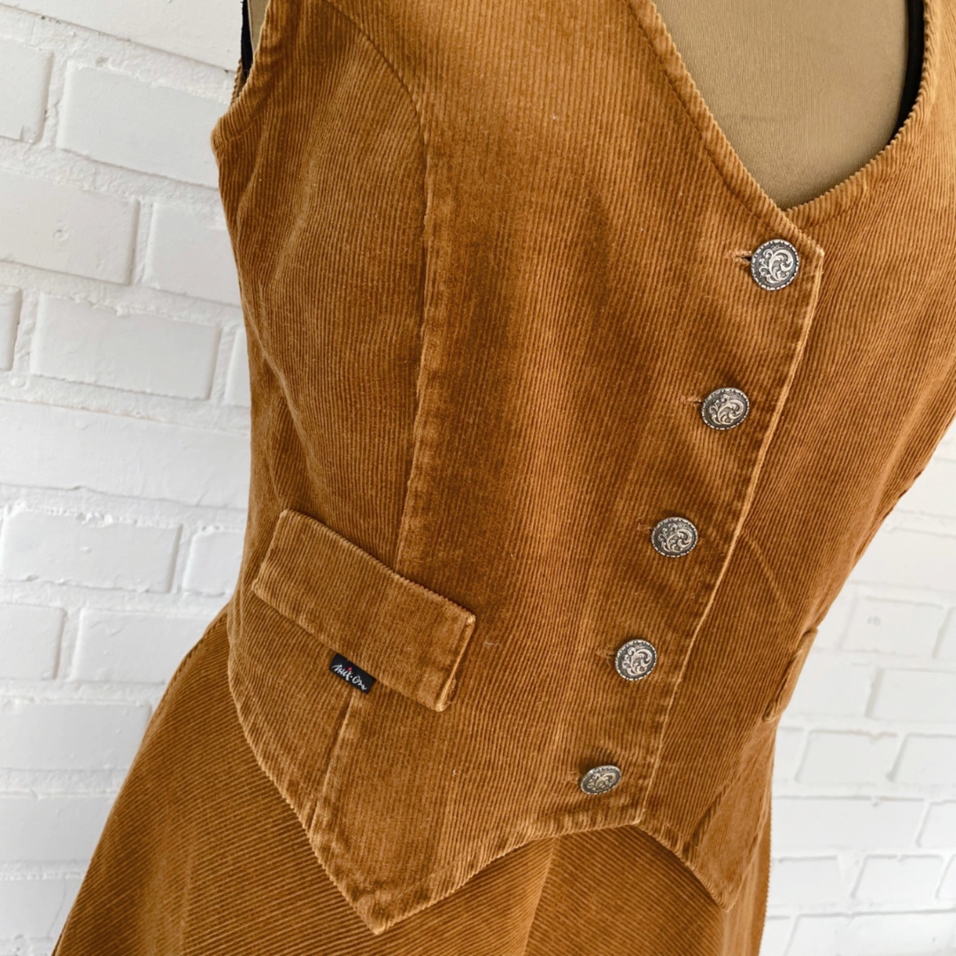 Vintage nederdel vest fra 70'erne i brun fløjl. Str. XS - Vintage og kjoler - Art Nuvo