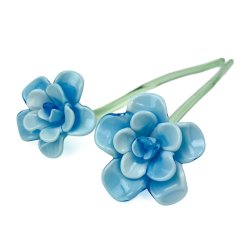 To bl� vintage glasblomster