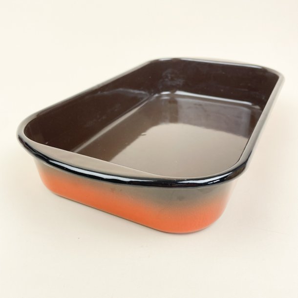 Orangebrunt retro emaljefad
