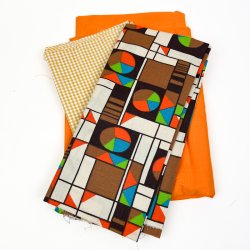 Tre orange retro stofstykker 350 cm