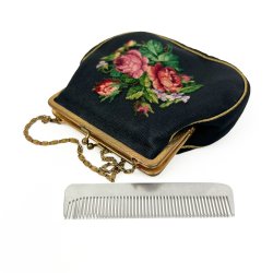 Broderet lille vintage selskabstaske