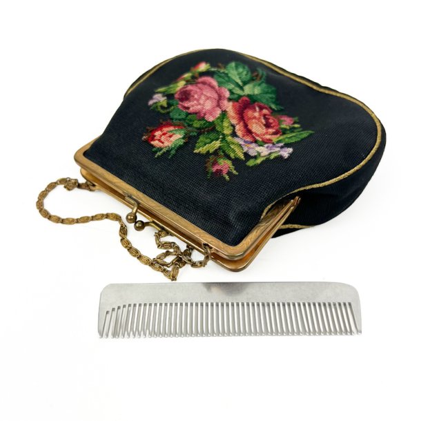 Broderet lille vintage selskabstaske