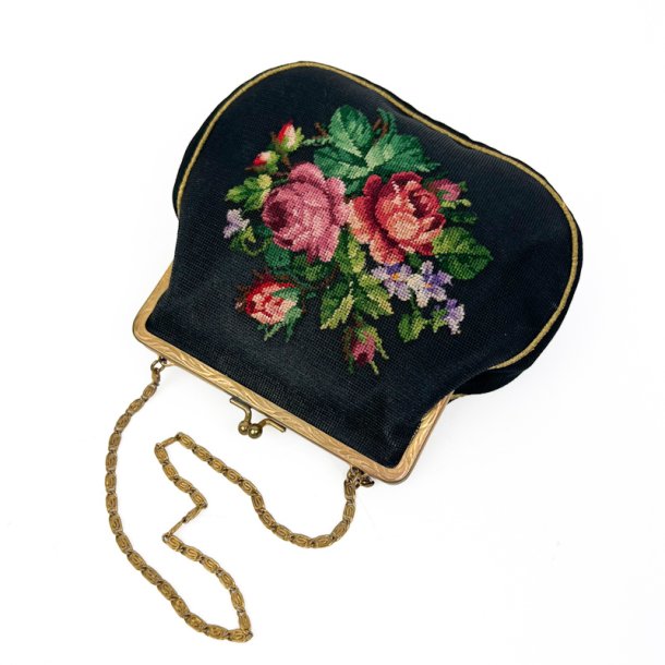 Broderet lille vintage selskabstaske