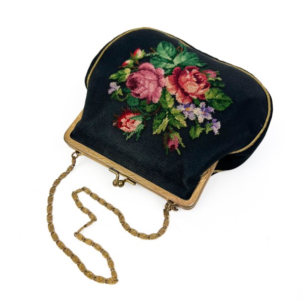 Broderet lille vintage selskabstaske
