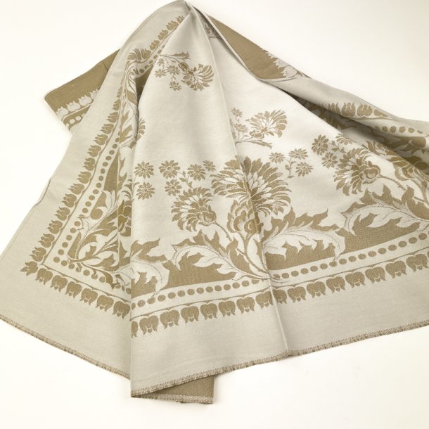 Smuk beige vintage damaskdug � 120 x 120 cm