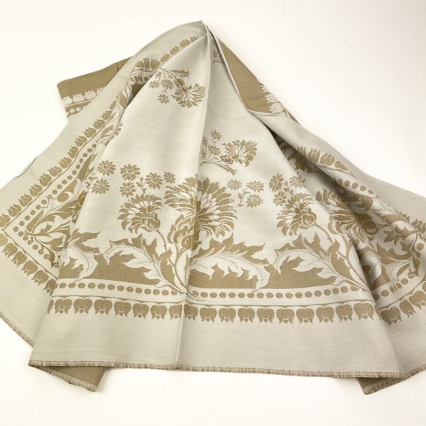 Smuk beige vintage damaskdug � 120 x 120 cm