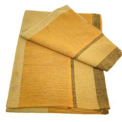 Flot karrygul retro dug med striber � 160 cm