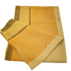 Flot karrygul retro dug med striber � 160 cm