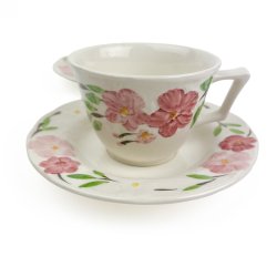 Blomstret vintage kaffekop med tallerkener