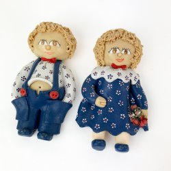 Zwei vintage Salzteigfiguren