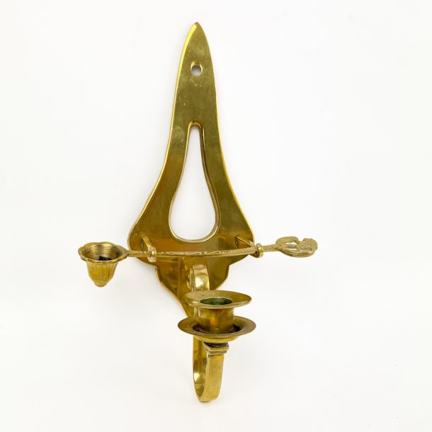 Vintage Wandkerzenhalter aus Messing mit Lichtlscher