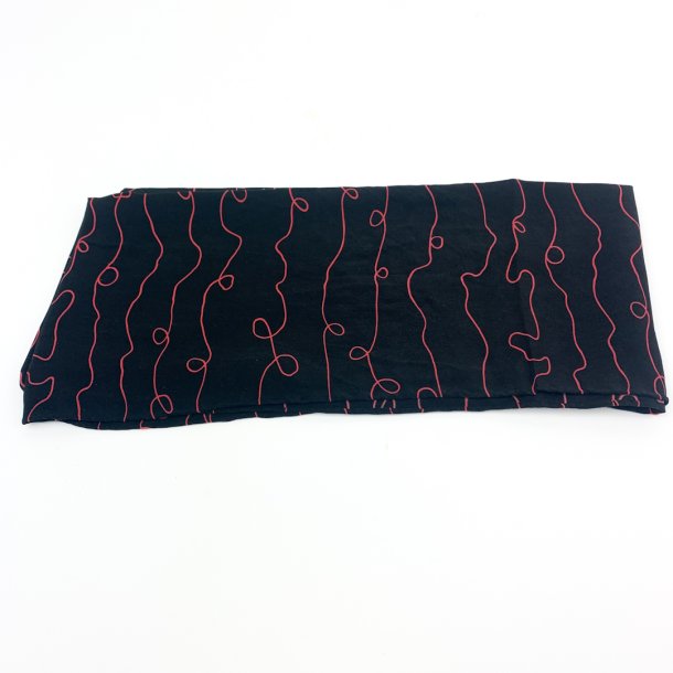 Schwarzes Vintage Tuch mit rotem Muster