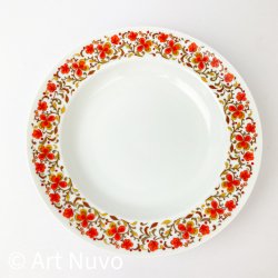 Tiefer Retro-Teller mit orange Blumen 