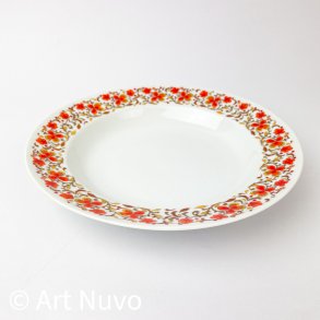 Tiefer Retro-Teller mit orange Blumen 