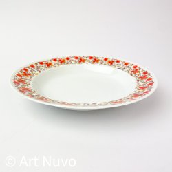 Tiefer Retro-Teller mit orange Blumen 