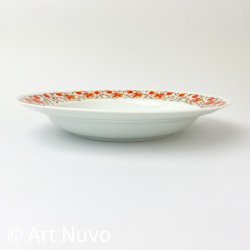Tiefer Retro-Teller mit orange Blumen 