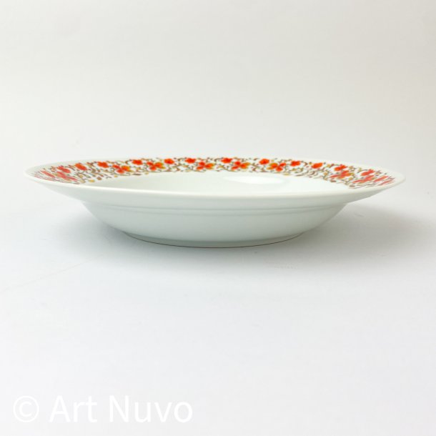 Tiefer Retro-Teller mit orange Blumen 
