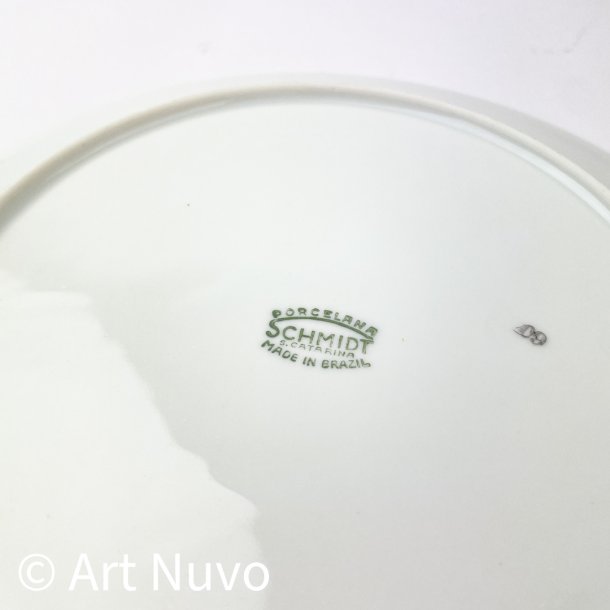 Tiefer Retro-Teller mit orange Blumen 