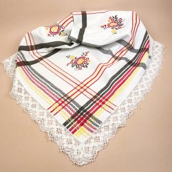 Broderet vintage dug med blomster � 130 x 130 cm