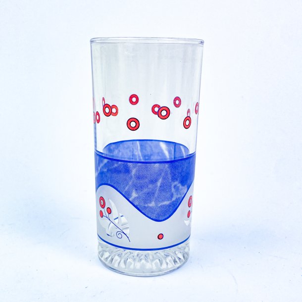 Retro drikkeglas med bl og rd