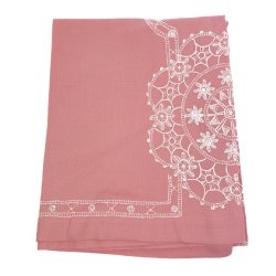 Smuk rosa vintage dug med broderi � 180 cm