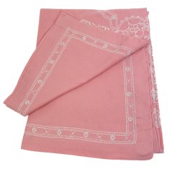 Smuk rosa vintage dug med broderi � 180 cm