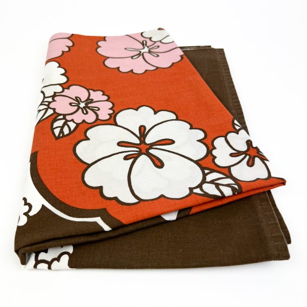 Retro dug med orange blomster � 160 cm