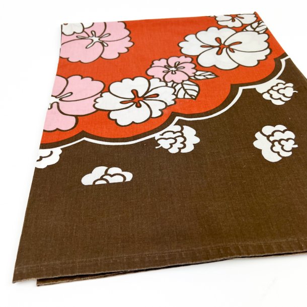 Retro dug med orange blomster � 160 cm