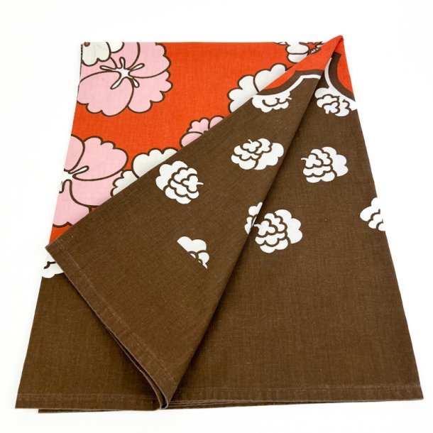 Retro dug med orange blomster � 160 cm