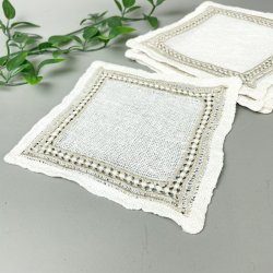 Seks vintage melleml�gsservietter i h�r