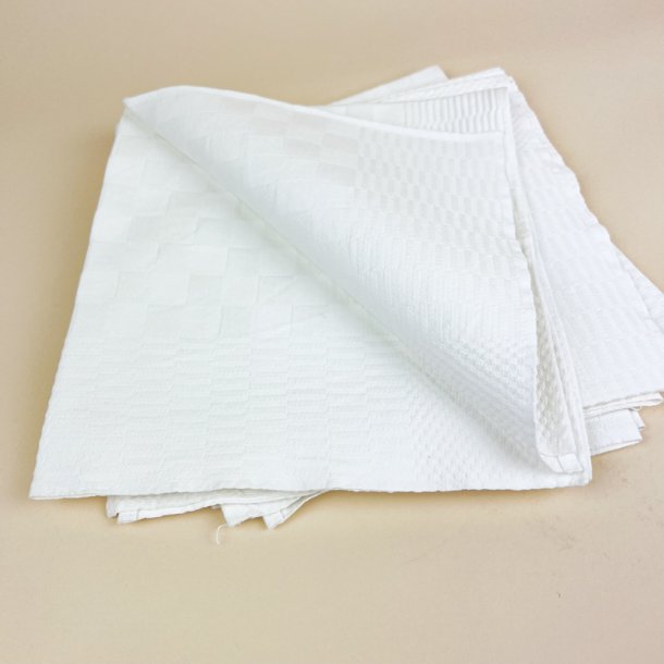Fire hvide vintage damask mundservietter