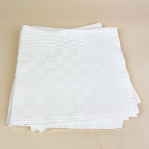 Fire hvide vintage damask mundservietter