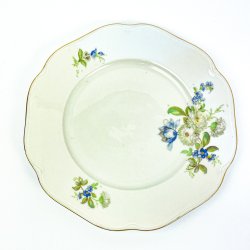 Flacher Teller mit blauen Blumen von KPM