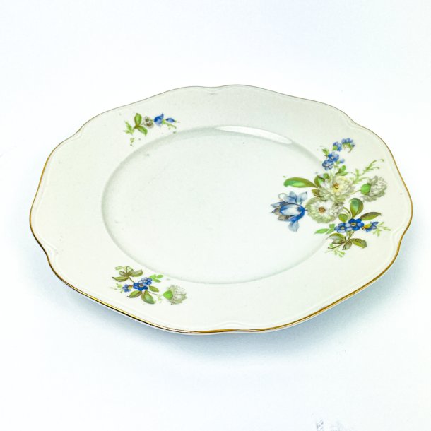 Flacher Teller mit blauen Blumen von KPM