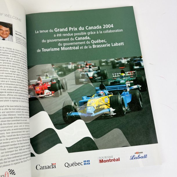 Originalt Formel 1 program Montr�al 2004