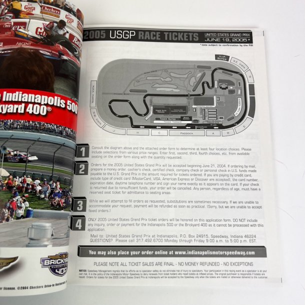 Originalt Formel 1 program Indianapolis 2004
