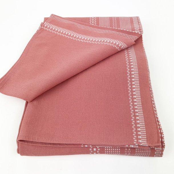 Flot rosa retro dug med hvid � 210 cm