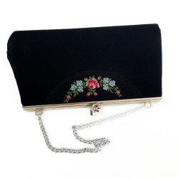 Sort vintage selskabstaske med broderi