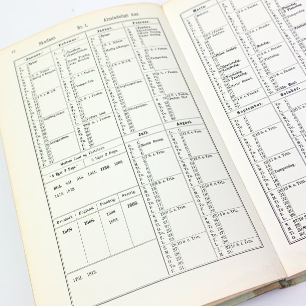 Calender for Aarene fra 601-2200