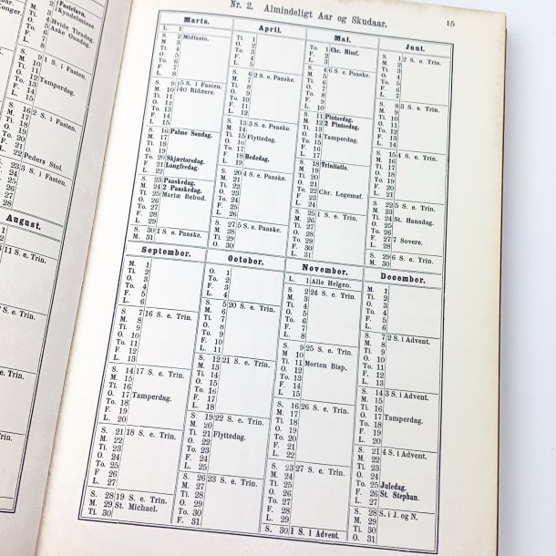 Calender for Aarene fra 601-2200