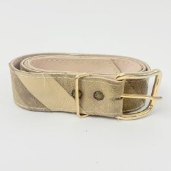 Vintage b�lte i diagonalstribet lyst ruskind - 83 cm