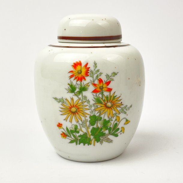 Cloisonn Ingwerkrug mit orangefarbenen Blumen"