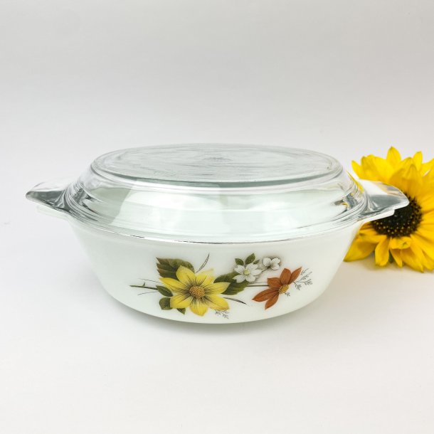 Ildfast retro glasskl med blomster 