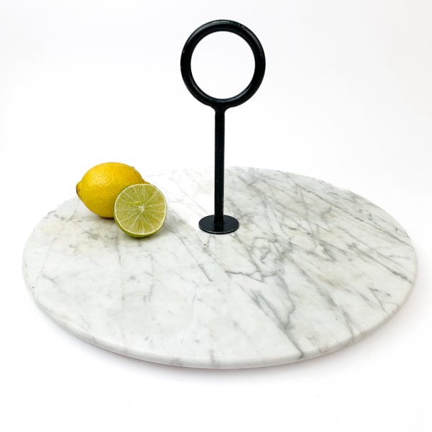 Runde Servierplatte mit Griff aus Marmor
