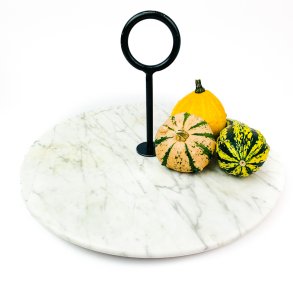 Runde Servierplatte mit Griff aus Marmor