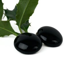 Vintage Ohrclips aus schwarzem Bakelit und Silber