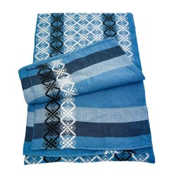 Bl� retro kaffedug med m�nster � 160 cm