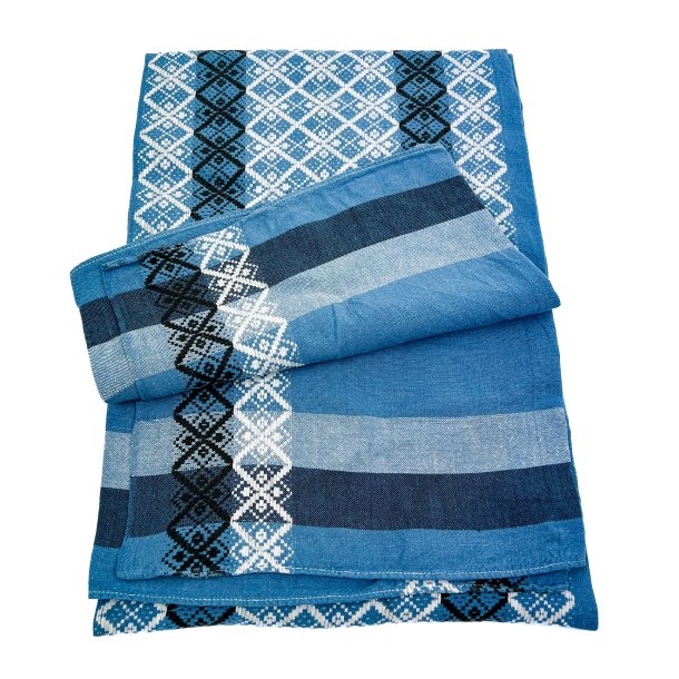 Bl� retro kaffedug med m�nster � 160 cm