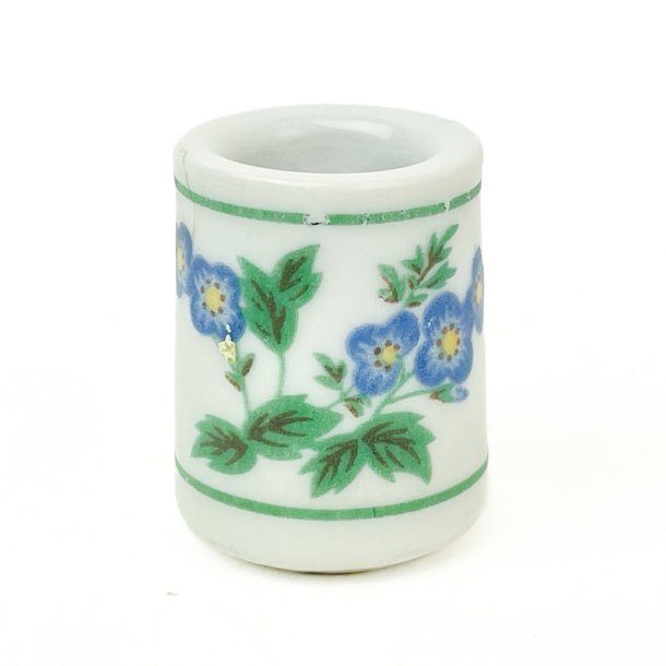 Vintage Porzellan-Kerzenhalter mit blauen Blumen
