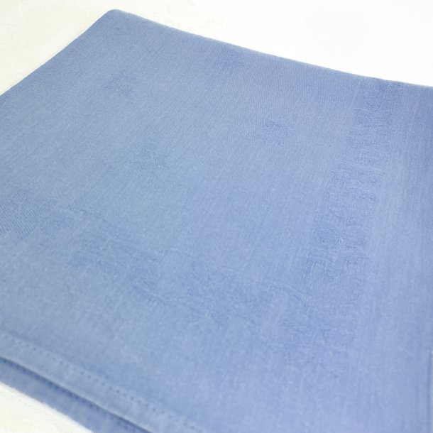 Acht hellblaue Vintage Damast Mundservietten